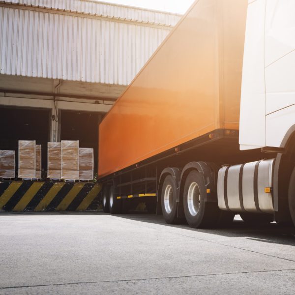 Almacén de logística con mercancías preparadas para el transporte